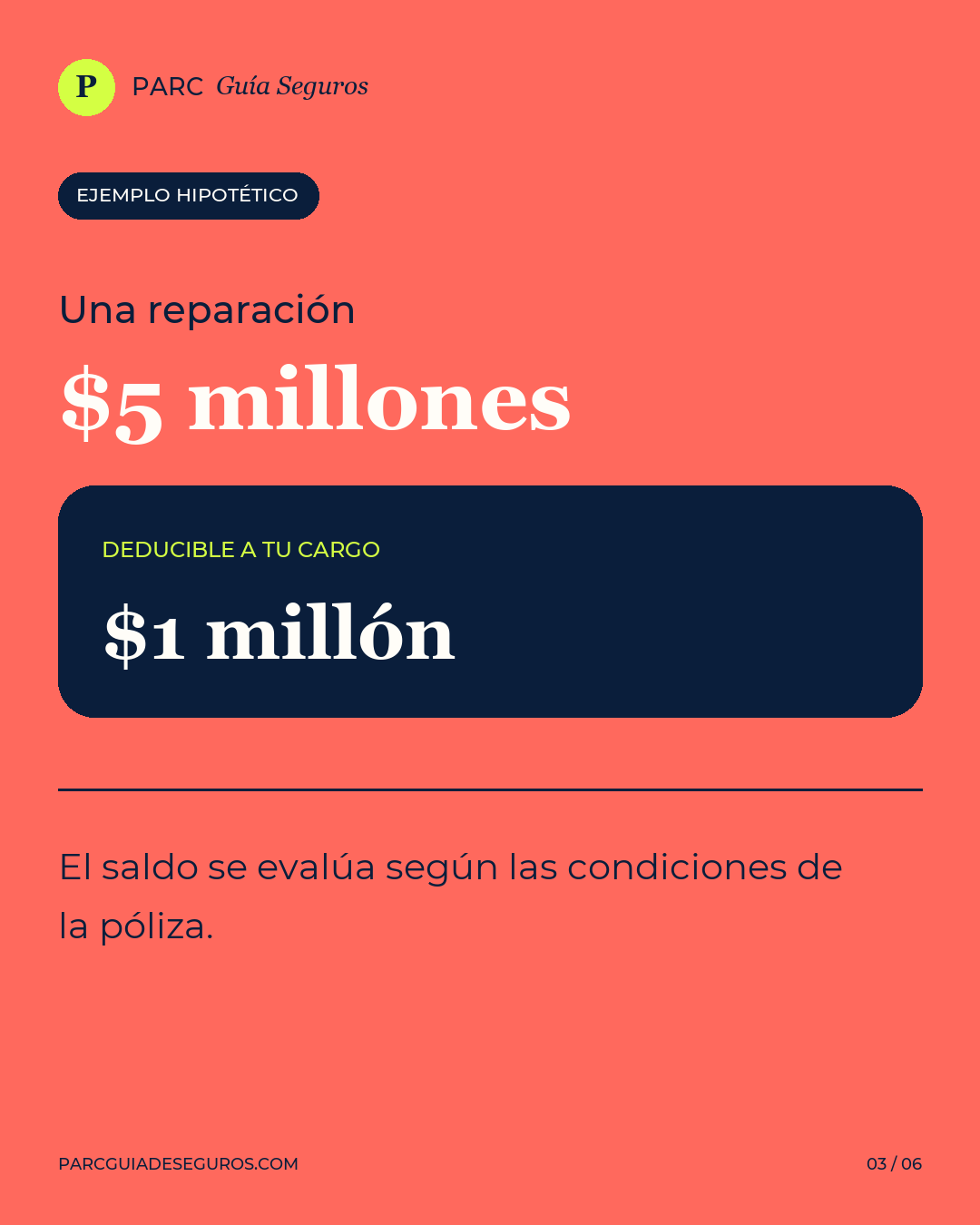 Ejemplo hipotético de reparación y deducible